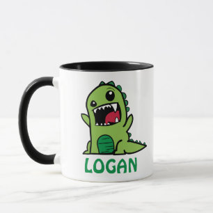 Caneca Cartoon de dinossauro engraçado com nome