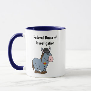 Caneca Cartoon de Donkey, Burro Federal de Investigação d