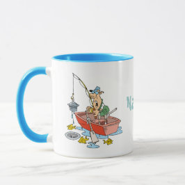 Caneca Cartoon de Pesca Engraçado Personalizado