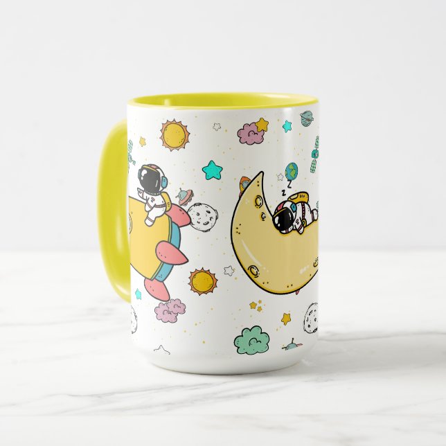 Caneca Cartoon espacial astronauta (Frente Esquerda)