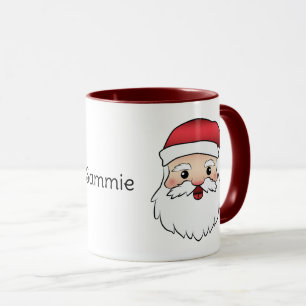 Caneca Cartoon Feliz Cabeça de Papai Noel com Nome Person