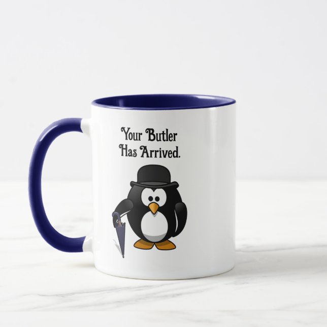 Caneca Cartoon Pinguim Clássico Bonito com Guarda-chuvas (Esquerda)