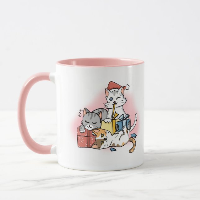 Caneca Cartoon Rosa Bonito Natal (Esquerda)