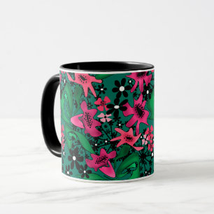 Caneca Cartoon sem costura abstrato flores bonitinhas, co