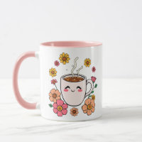 Cartum de café Kawaii Adorável