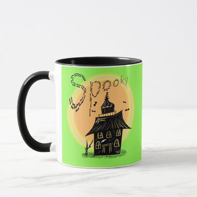 Caneca Casa Assombrada Halloween Neon Assustador (Esquerda)