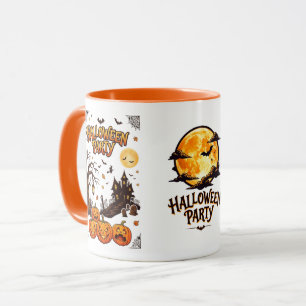 Caneca Casa Assombrada Vintage e Abóboras Halloween