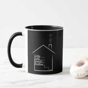 Caneca Casa com Nomes de Família Personalizados