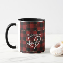 Caneca Casa de Campo Rústica Vermelha Xadrez Búfalo Nome