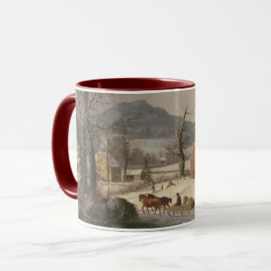 Caneca Casa vermelha da escola (cena) do país 1858