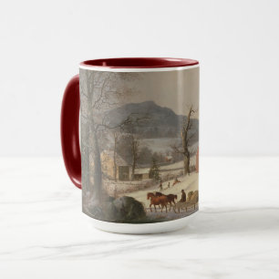 Caneca Casa vermelha da escola (cena) do país 1858