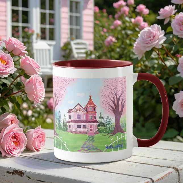 Caneca Casa Vitoriana Rosa e Flor de Cereja (Criador carregado)