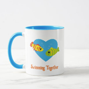 Caneca Casais de Peixes Nadando Juntos Amor Personalizado