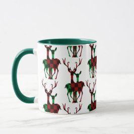 Caneca Casal da Xadrez de Buffalo Vermelho e Verde Elegan