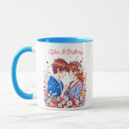Caneca Casal de Anime Fofo Abraçado Personalizado