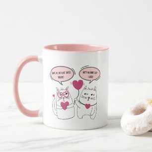 Caneca Casal de Gato Engraçado e Dia de os namorados Engr