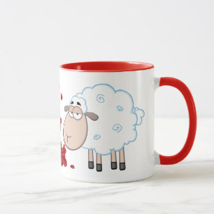CANECA CASAL DE OVINO BRANCO EM AMOR