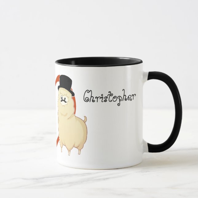 Caneca Casal extravagante bonito da alpaca com nomes (Direita)