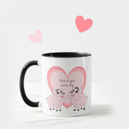Caneca Casal fofo de porquinho rosa
