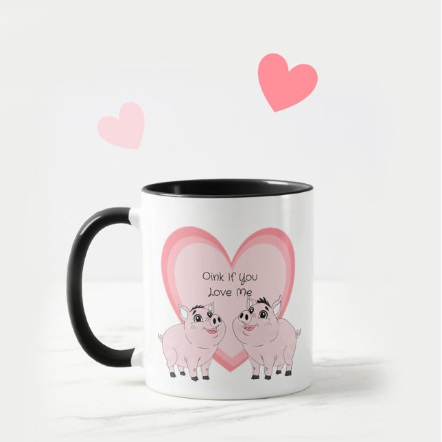 Caneca Casal fofo de porquinho rosa (Criador carregado)