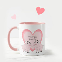 Caneca Casal fofo de porquinho rosa