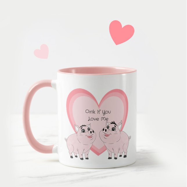 Caneca Casal fofo de porquinho rosa (Criador carregado)