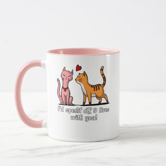 Caneca Casal Gato Bonito, Gatinhos Engraçados Dia de os n (Esquerda)