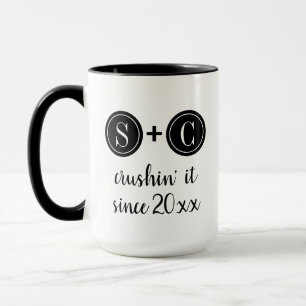 Caneca Casamento Casal Inicial de Monogramas
