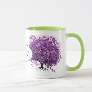 Caneca Casamento da Árvore de Folha de Coração Roxo da Fl