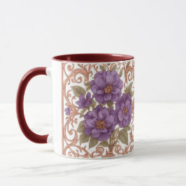 Caneca Casamento de Arca Floral Elegante Vintage Nouveau