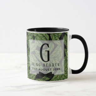 Caneca Casamento de BEARER Tropical RING de Folha Verde