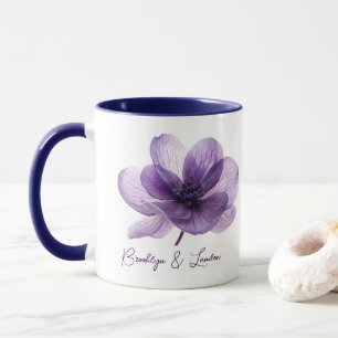 Caneca Casamento de Flor Roxo Gordo