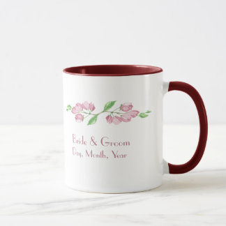 Caneca Casamento de Noivado de Salvar a Data de Flor de C