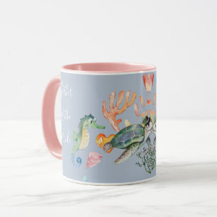 Caneca Casamento de Tartarugas do Mar com Noiva e Groom