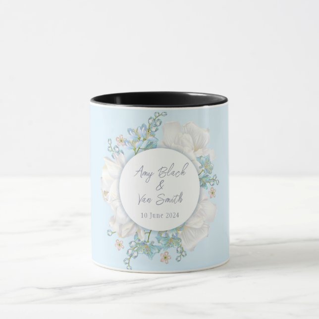 Caneca Casamento Floral Azul Tulip (Centro)