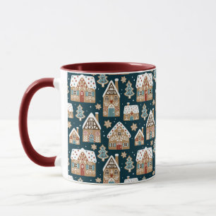 Caneca Casas de pão de especiarias e biscoitos, Natal azu