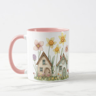 Caneca Casas Pequenas Floral Vintage Cottage