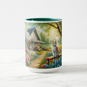 Caneca Casca de primavera/jardim e gato