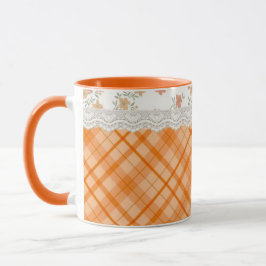 Caneca Casinha Aconchegante com Xadrez Laranja e Branco