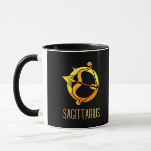 Caneca Castanho e ouro Sagittarius, sinal de zodíaco pret