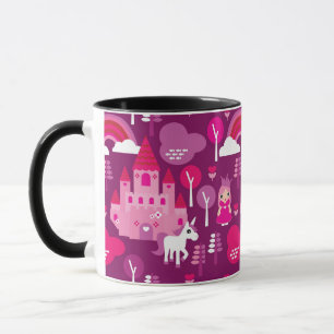 Caneca castelo da princesa e arco-íris do unicórnio