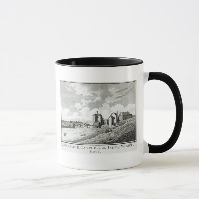 Caneca Castelo de Carisbrook, ilha do Wight, placa mim (Direita)