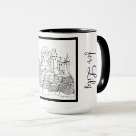 Caneca Castelo de Na moda moderno Black and White Ringer 