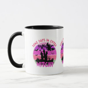 Caneca Castelo Silhueta de Bruxa - Halloween Pôr do Sol R