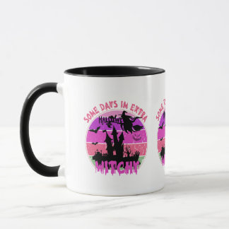 Caneca Castelo Silhueta de Bruxa - Halloween Pôr do Sol R