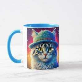 Caneca Cat de Natal em um Chapéu - nome editável
