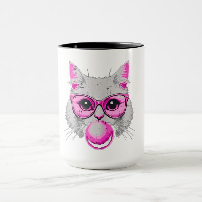 Caneca Cat Face Pink Glasses Bubble Gum (Centro)