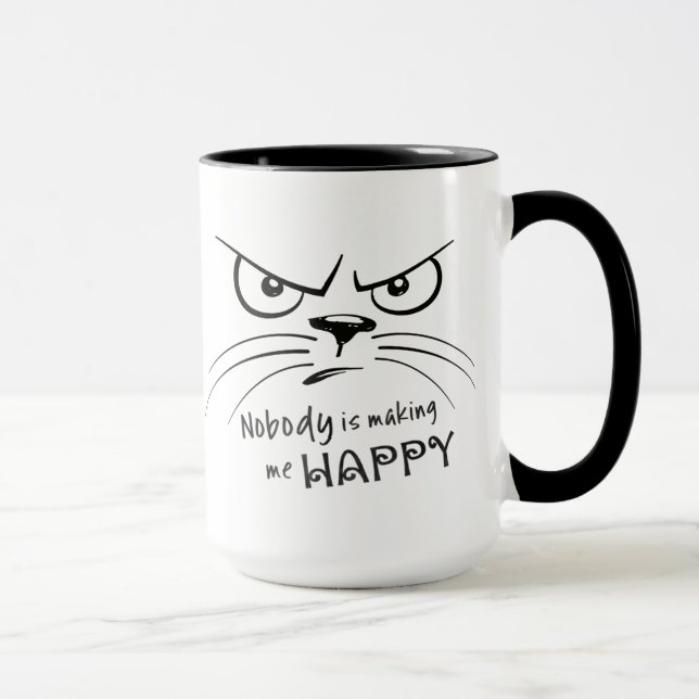Caneca Cat Grumpy NINGUÉM ESTÁ FAZER DE ME FELIZ (Direita)