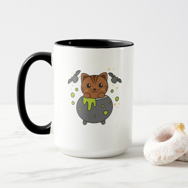 Caneca Cat Happy Halloween Cauldron Bat (Com Donut)