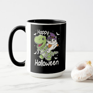Caneca Cat Happy Halloween T-rex Mummy Costume